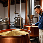 Deep Beer Brewing Scene**

"A professional beer brewer carefully inspecting roasted malt in a traditional brewery setting, fully clothed, appropriate attire, copper brewing kettles in the background, safe for work, perfect anatomy, natural proportions, professional photography, high quality, family-friendly."

**