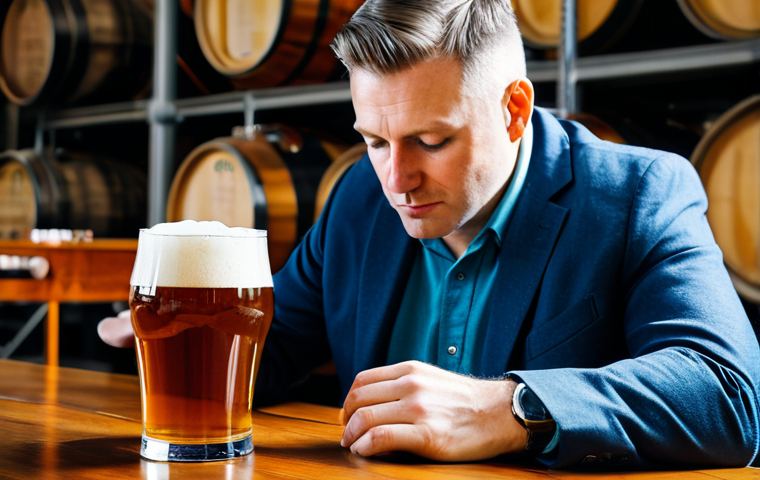 Craft Beer Tasting**

"A professional beer sommelier carefully examining a glass of IPA craft beer, in a brightly lit brewery setting, tasting notes on the table, fully clothed, appropriate attire, safe for work, perfect anatomy, natural proportions, professional photography, high quality, family-friendly."

**