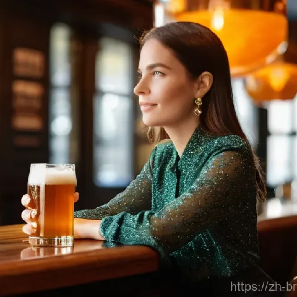 수제맥주 경쟁 시장 분석 - A sophisticated young woman, in her late 20s, with an artistic sensibility, is seated at a well-lit,...