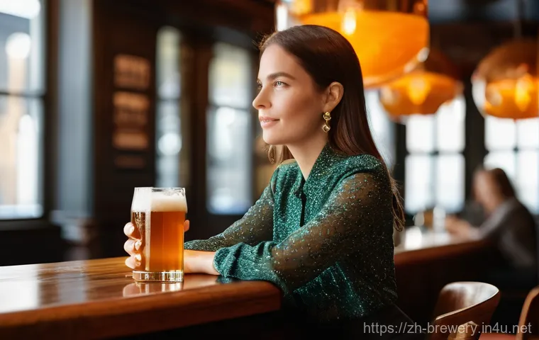 수제맥주 경쟁 시장 분석 - A sophisticated young woman, in her late 20s, with an artistic sensibility, is seated at a well-lit,...