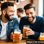 수제맥주 생산량 예측 - **Prompt: A vibrant and lively scene at a modern craft brewery taproom, filled with diverse young ad...