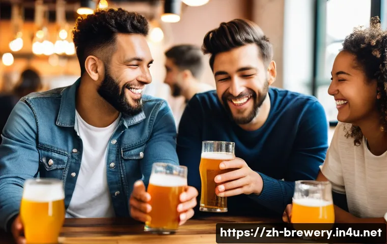 수제맥주 생산량 예측 - **Prompt: A vibrant and lively scene at a modern craft brewery taproom, filled with diverse young ad...