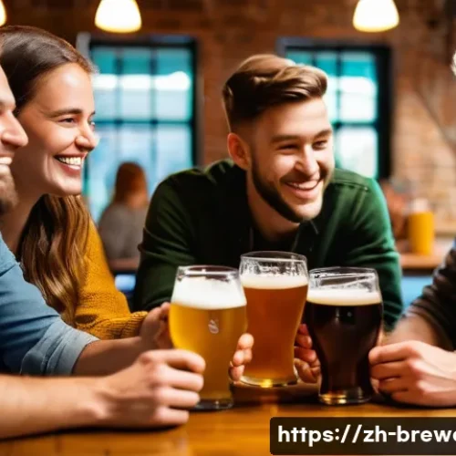 수제맥주 애호가 커뮤니티 - **Prompt:** A vibrant and inviting scene inside a modern craft brewery taproom. A diverse group of f...