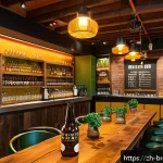 수제맥주 시장 동향 - A vibrant craft brewery scene showcasing a diverse range of artisanal beers infused with global flav...