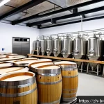 수제맥주 판매 허가 - A modern craft beer brewery interior scene showing a clean, organized production area with stainless...