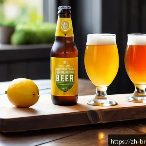 IPA 인디아 페일 에일  특징 - A vibrant craft beer tasting scene featuring three distinct IPA styles on a rustic wooden table: a c...